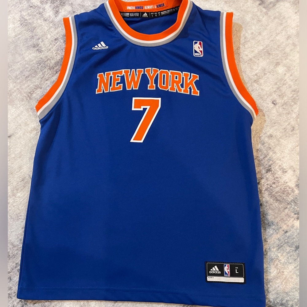 NEW YORK KNICKS BASKETBALL SHIRT JERSEY ADIDAS #7 ANTHONY SIZE L
